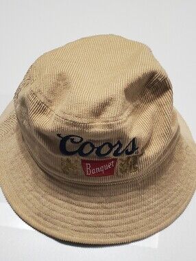 Coors Banquet Beige By Mad Engine Corduroy Cotton Bucket Hat Embroidered Logo